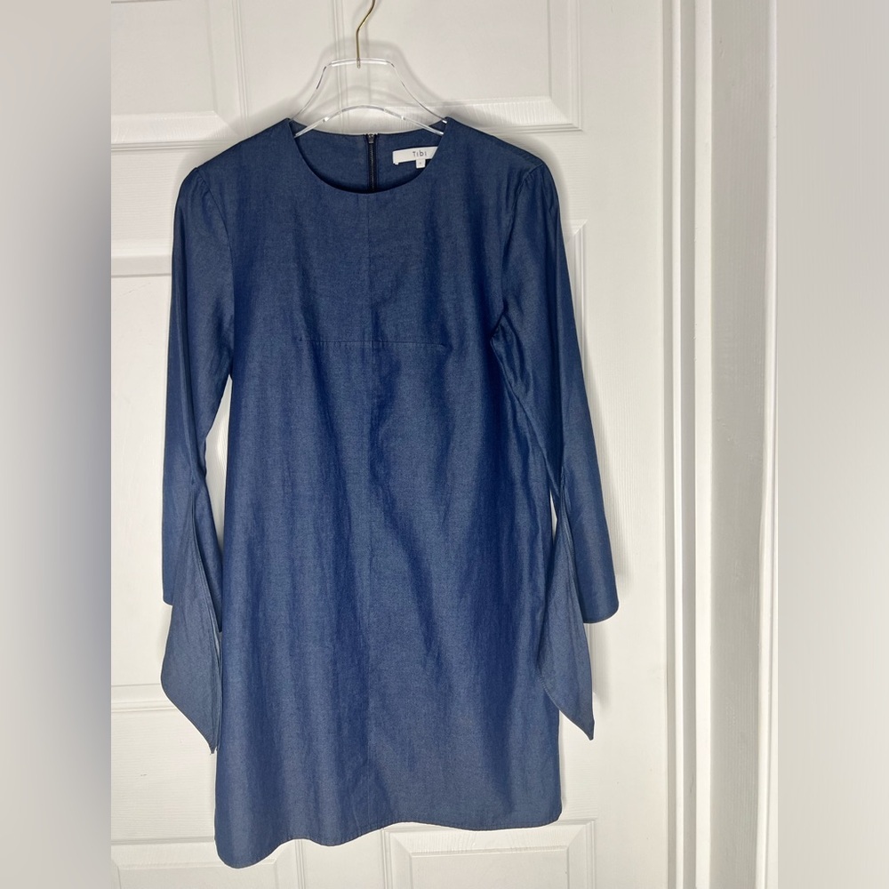 Tibi Chambray 3/4 Sleeve Mini Dress Sz 4